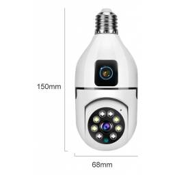 Cmara Seguridad Doble Lente 2mp Inalmbrica Wifi Rosca E27 Blanco