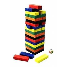 Juego De Bloques Tipo Jenga Madera De Colores 54 Piezas 