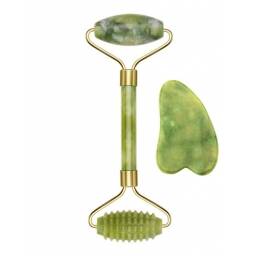 Rodillo De Jade Y Piedra Gua Sha.masajeador Facial. Gc. 